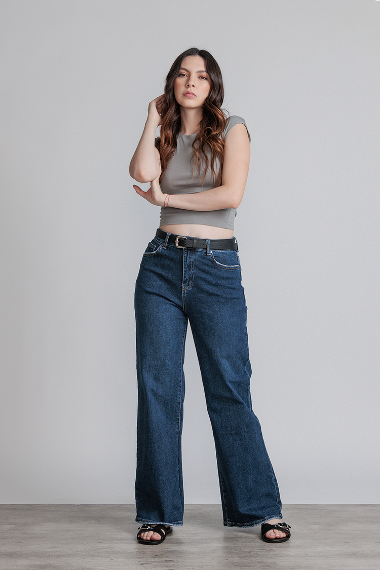 JEANS WIDE LEG FULL LENGTH - DENIM
