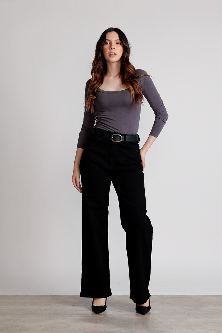 JEANS WIDE LEG FULL LENGTH - NEGRO