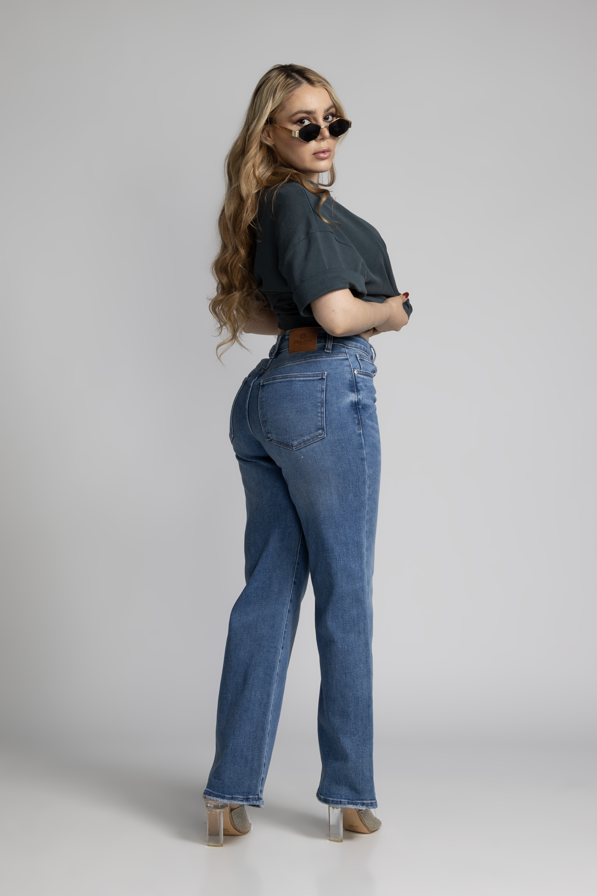 Jean Marine Azul Medio con Faja DE-700