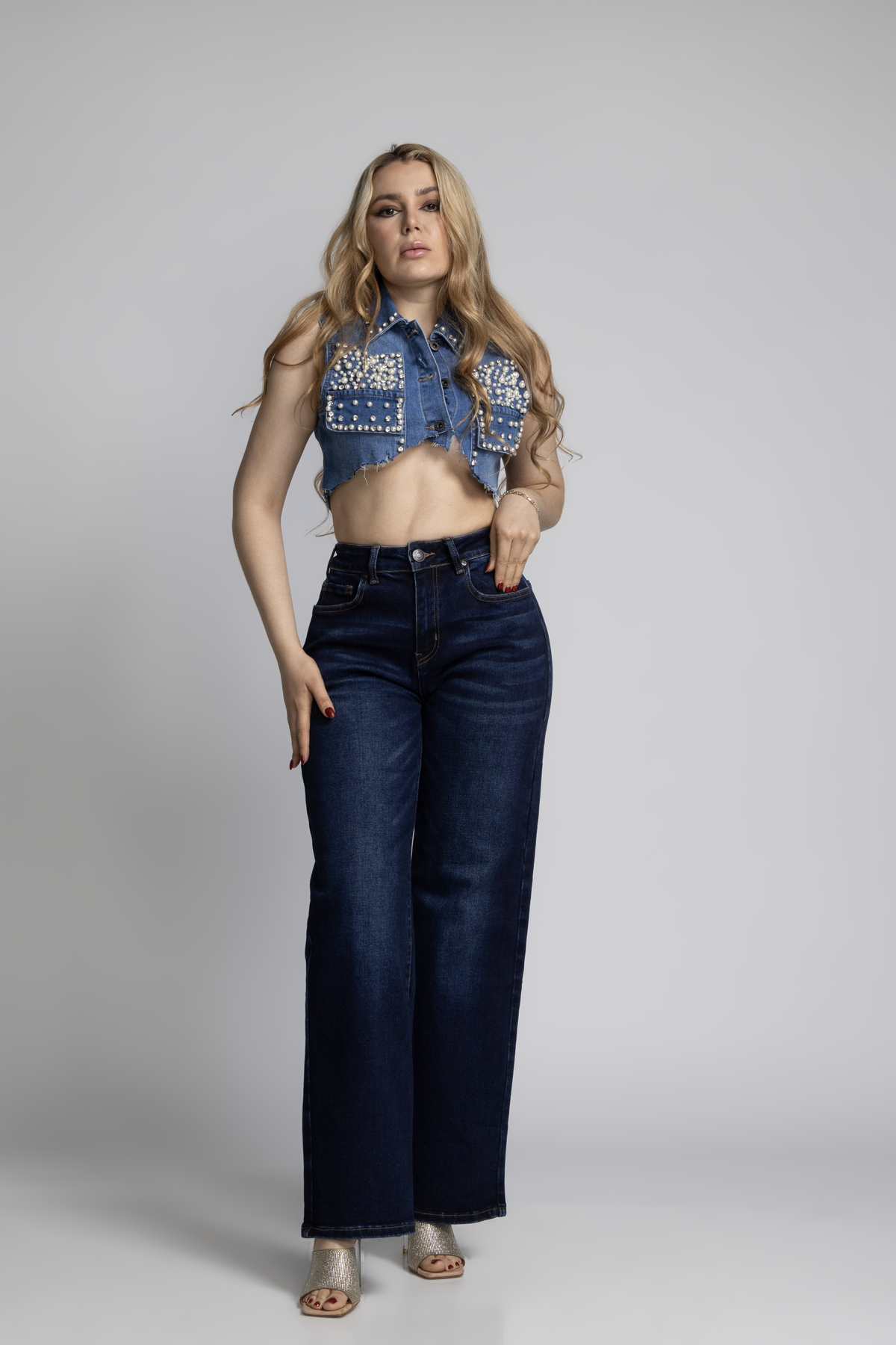 Jean Marine Azul Oscuro con Faja OL-942