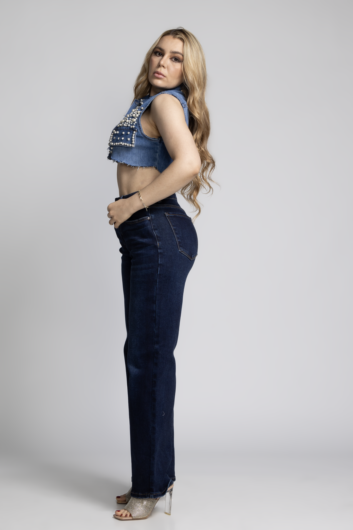 Jean Marine Azul Oscuro con Faja OL-942