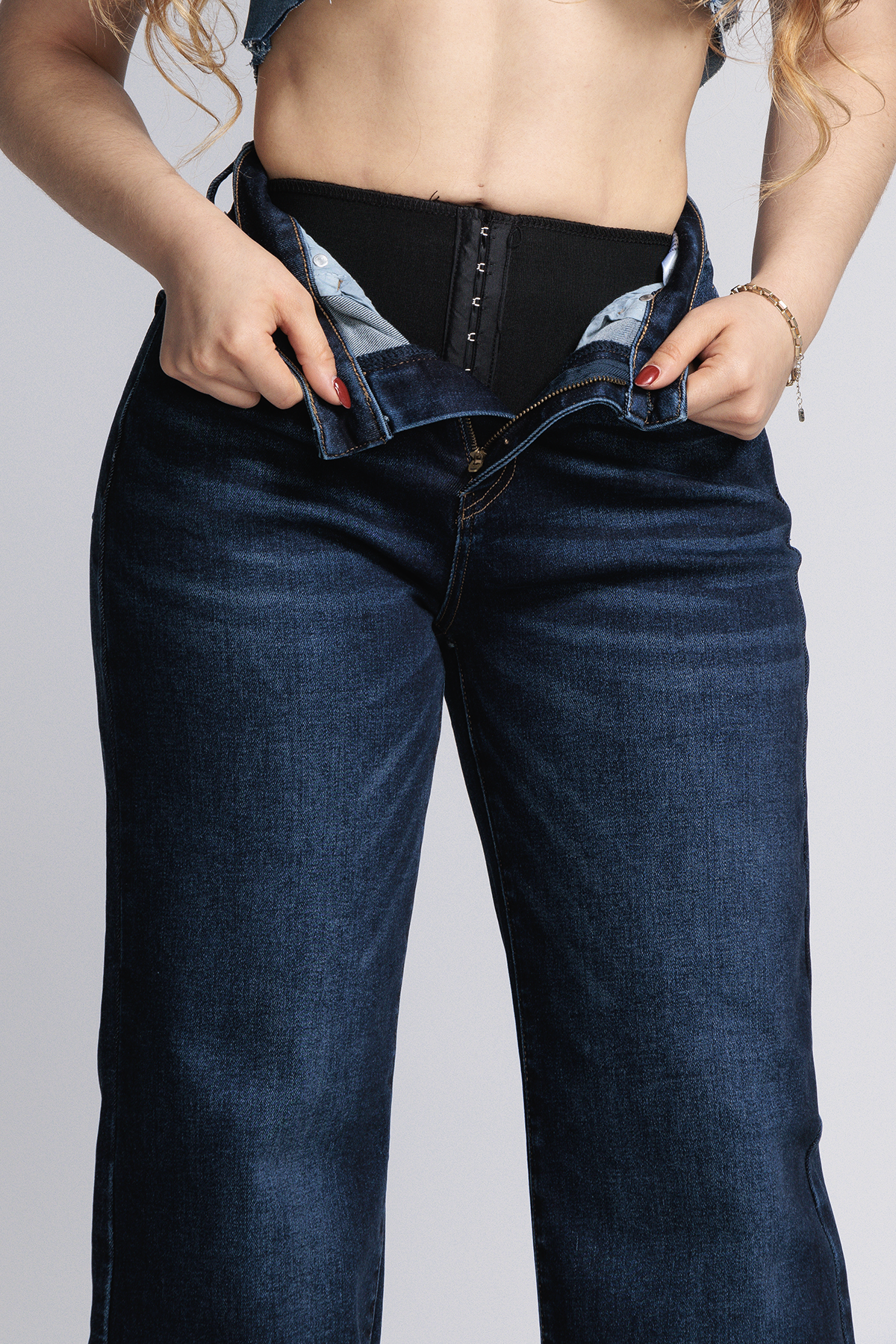 Jean Marine Azul Oscuro con Faja OL-942