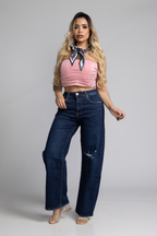 Jean Baggy con Mascada – Azul Marino DE-333