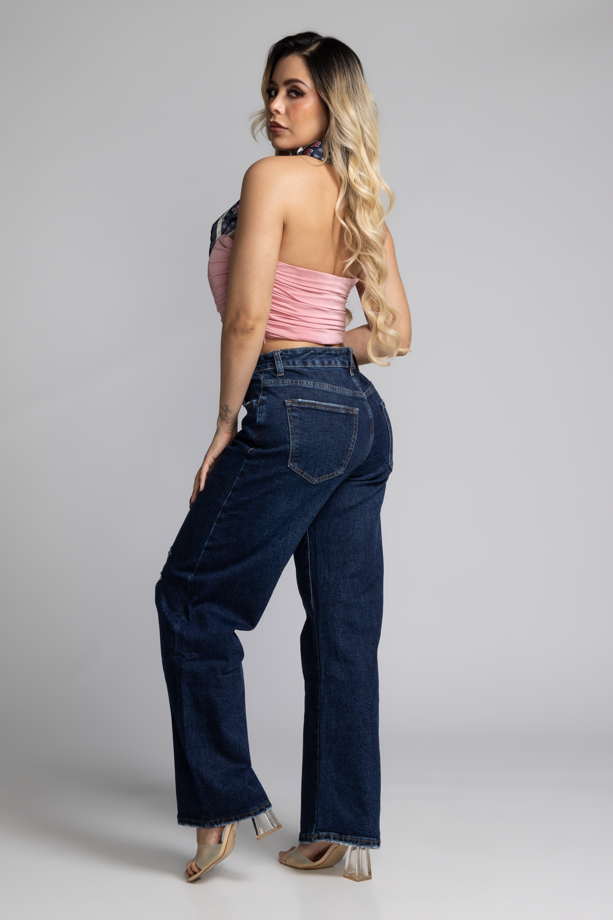 Jean Baggy con Mascada – Azul Marino DE-333