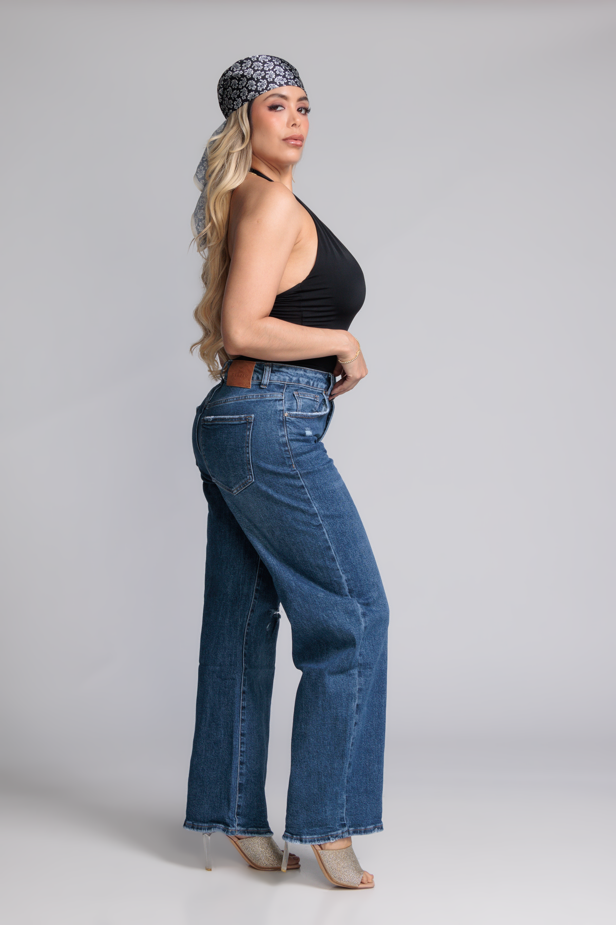 Jean Baggy con Mascada – Azul Medio DE-332