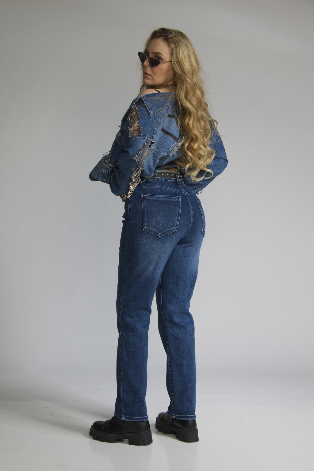 Straight Azul Marino con Cinturon Premium