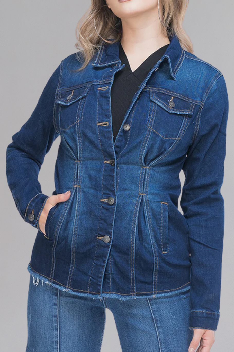 CHAQUETA DENIM MARINO - BASICS