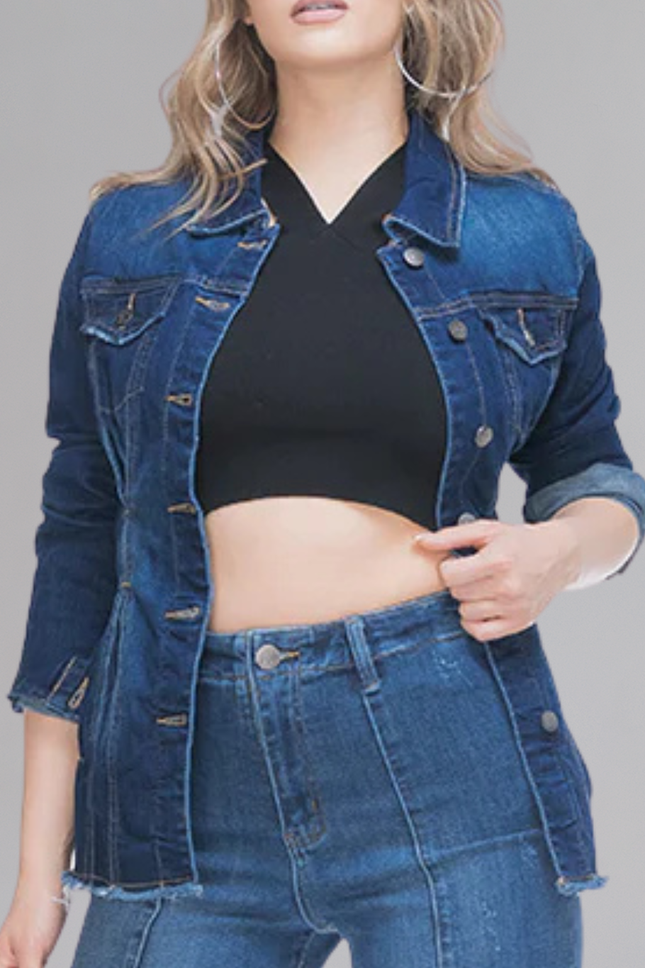 CHAQUETA DENIM MARINO - BASICS