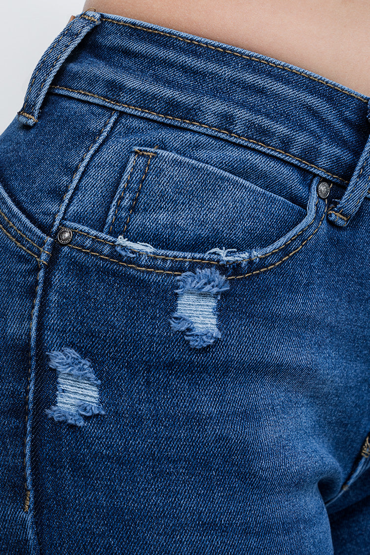 Jeans Skinny Fit Rotos Azul Marino - Esenciales