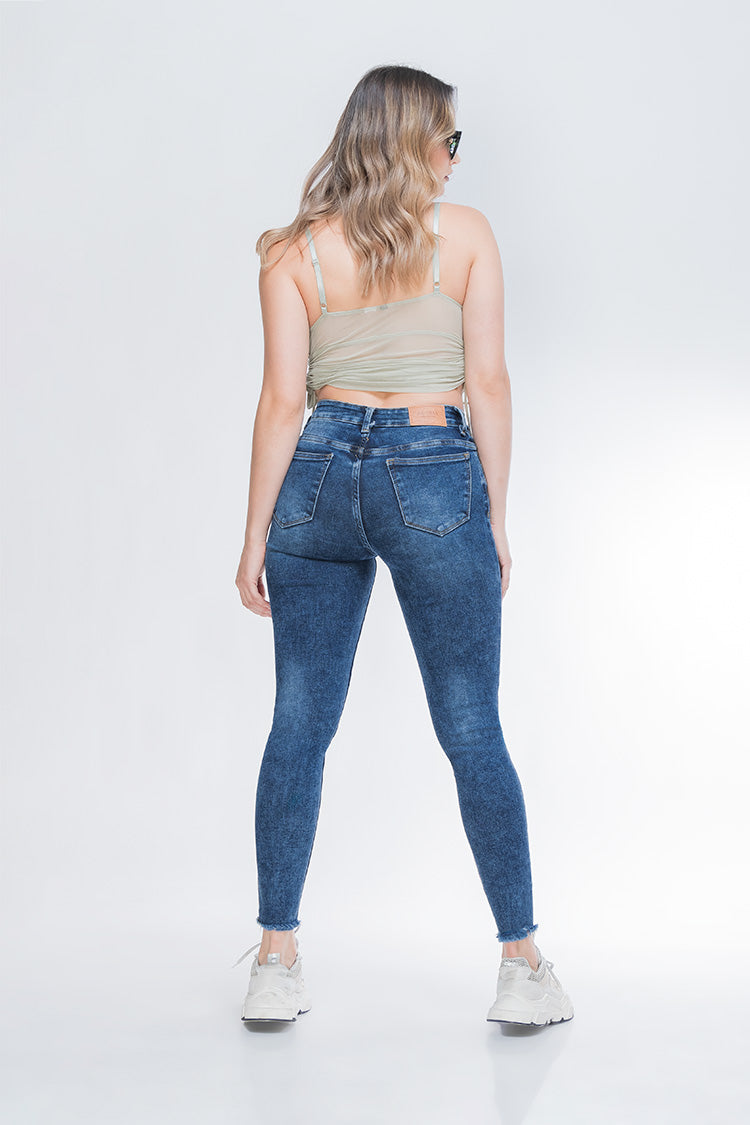 Jeans Skinny Liso Efecto Jaspeado - Trendy Chic