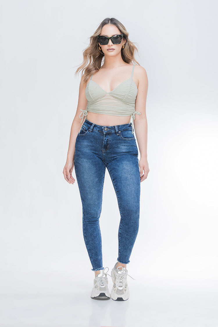 Jeans Skinny Liso Efecto Jaspeado - Trendy Chic