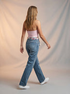 Jean Regular Fit Azul Claro con Rotos y Pañoleta