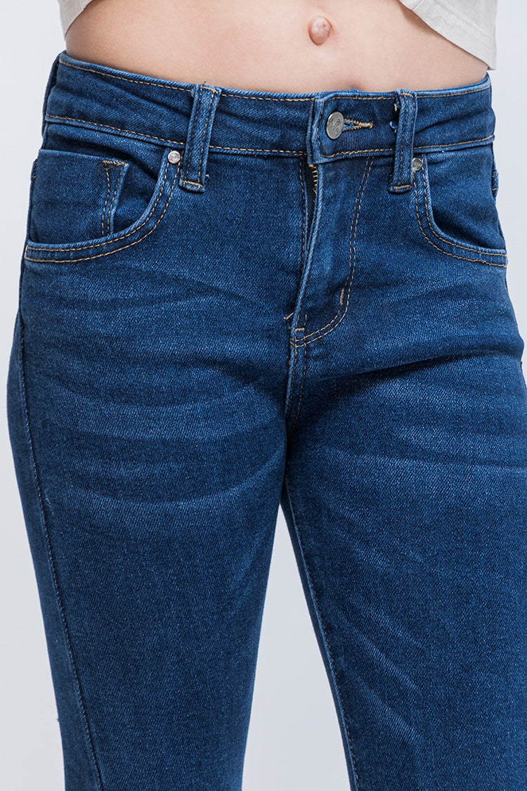 Jeans Skinny Liso Azul con Bolsillos – Trendy Girls