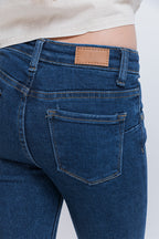 Jeans Skinny Liso Azul con Bolsillos – Trendy Girls