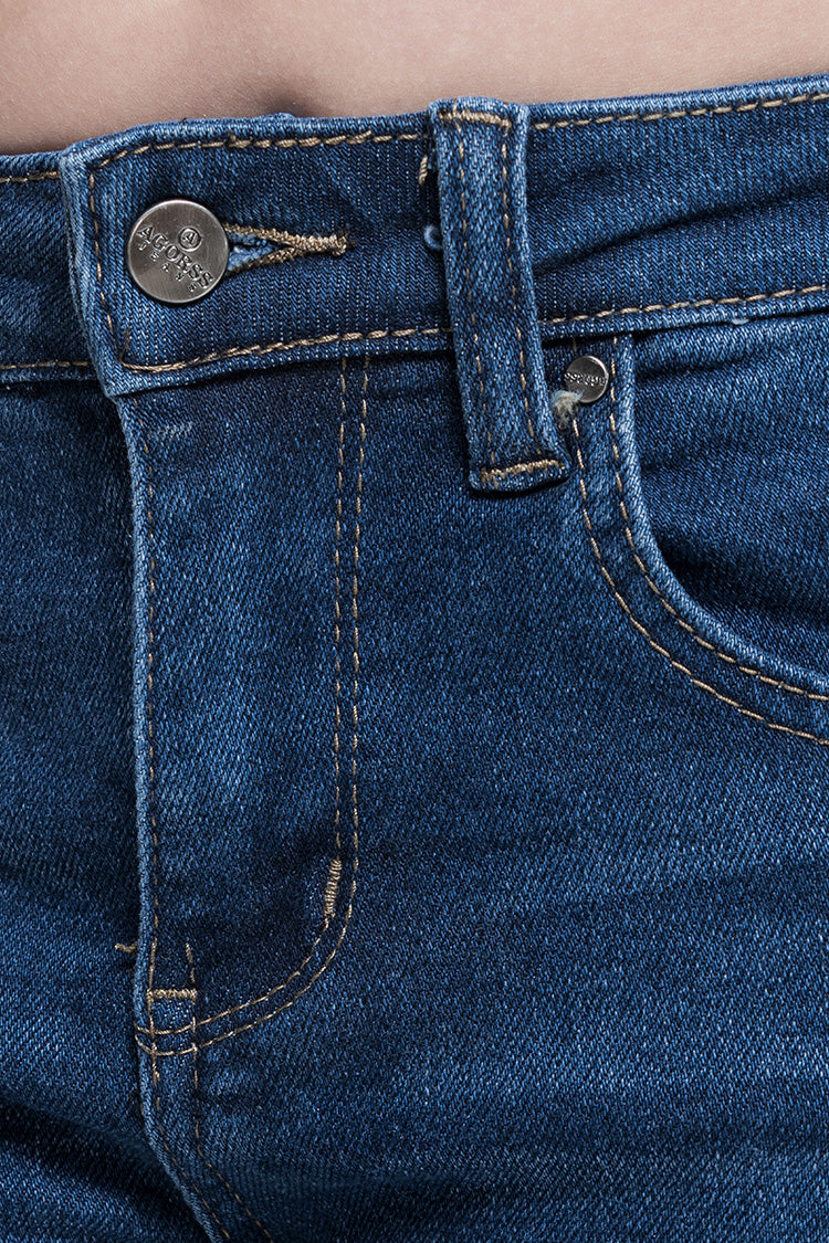 Jeans Skinny Liso Azul con Bolsillos – Trendy Girls