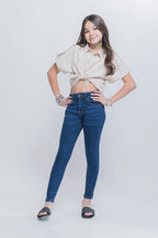 Jeans Skinny Liso Azul con Bolsillos – Trendy Girls
