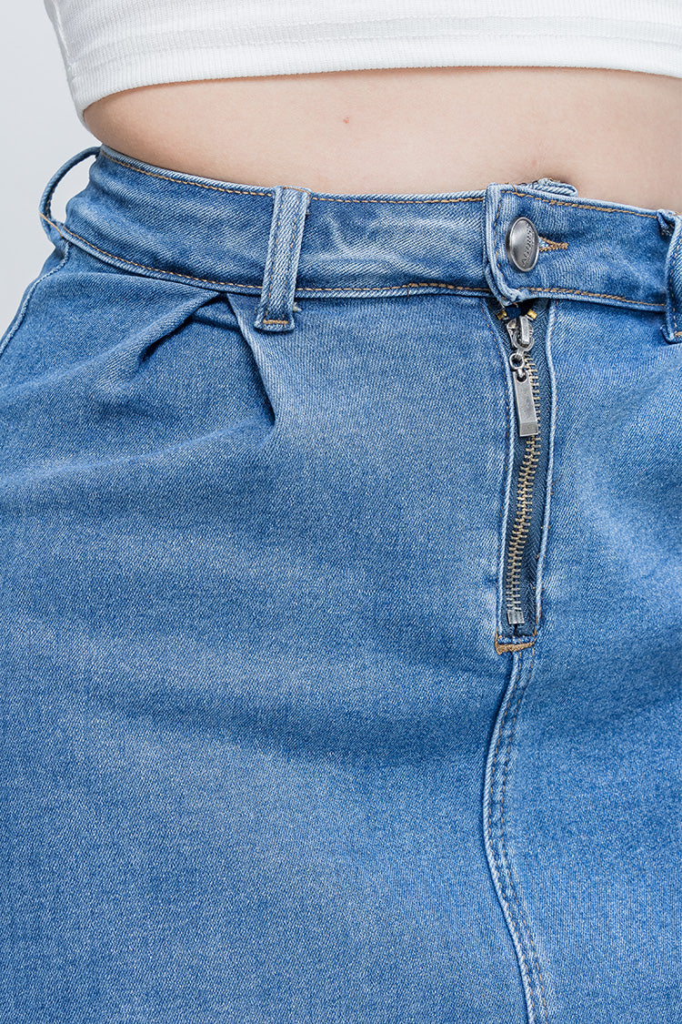 Falda Vaquera Midi de Corte Amplio para Dama