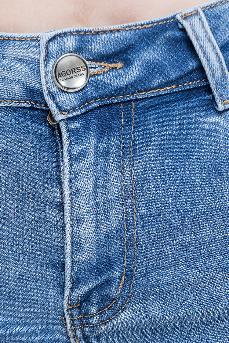 Short Fit Azul Mezclilla con Rotos - Estilo Urbano