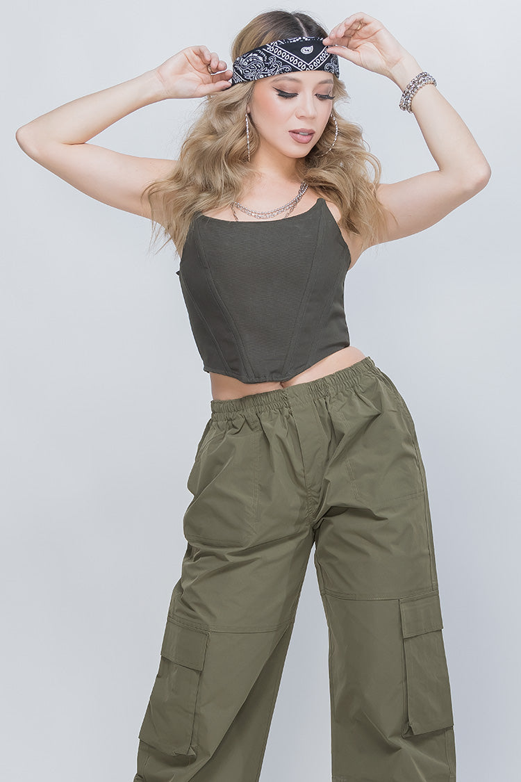 Pantalón Cargo Verde Olivo de Mujer Silueta Relajada