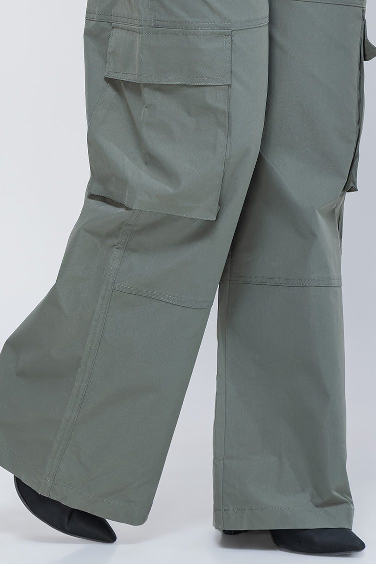 Pantalón Cargo Verde Militar de Mujer Silueta Relajada