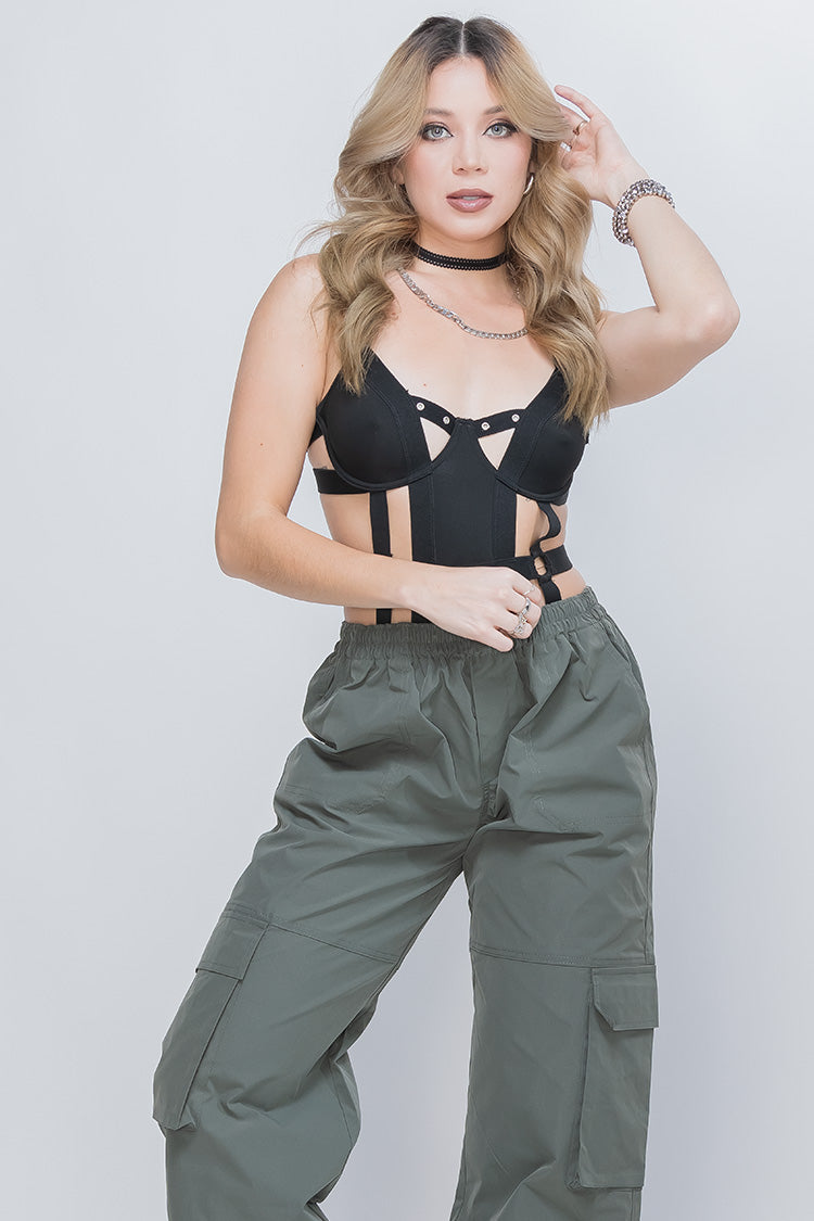 Pantalón Cargo Verde Militar de Mujer Silueta Relajada