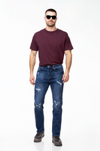 Jeans Slim Fit Rotos Azul Marino - Denim Classic