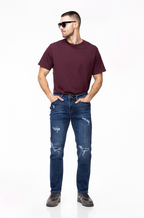 Jeans Slim Fit Rotos Azul Marino - Denim Classic