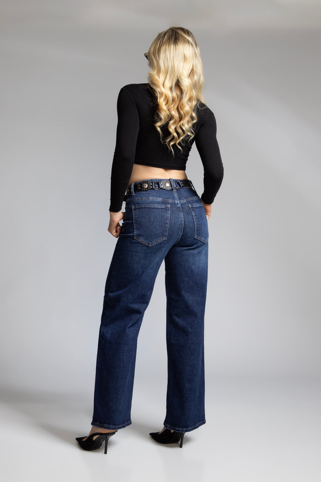 Pantalón Wide Leg con Cinto – Azul Marino
