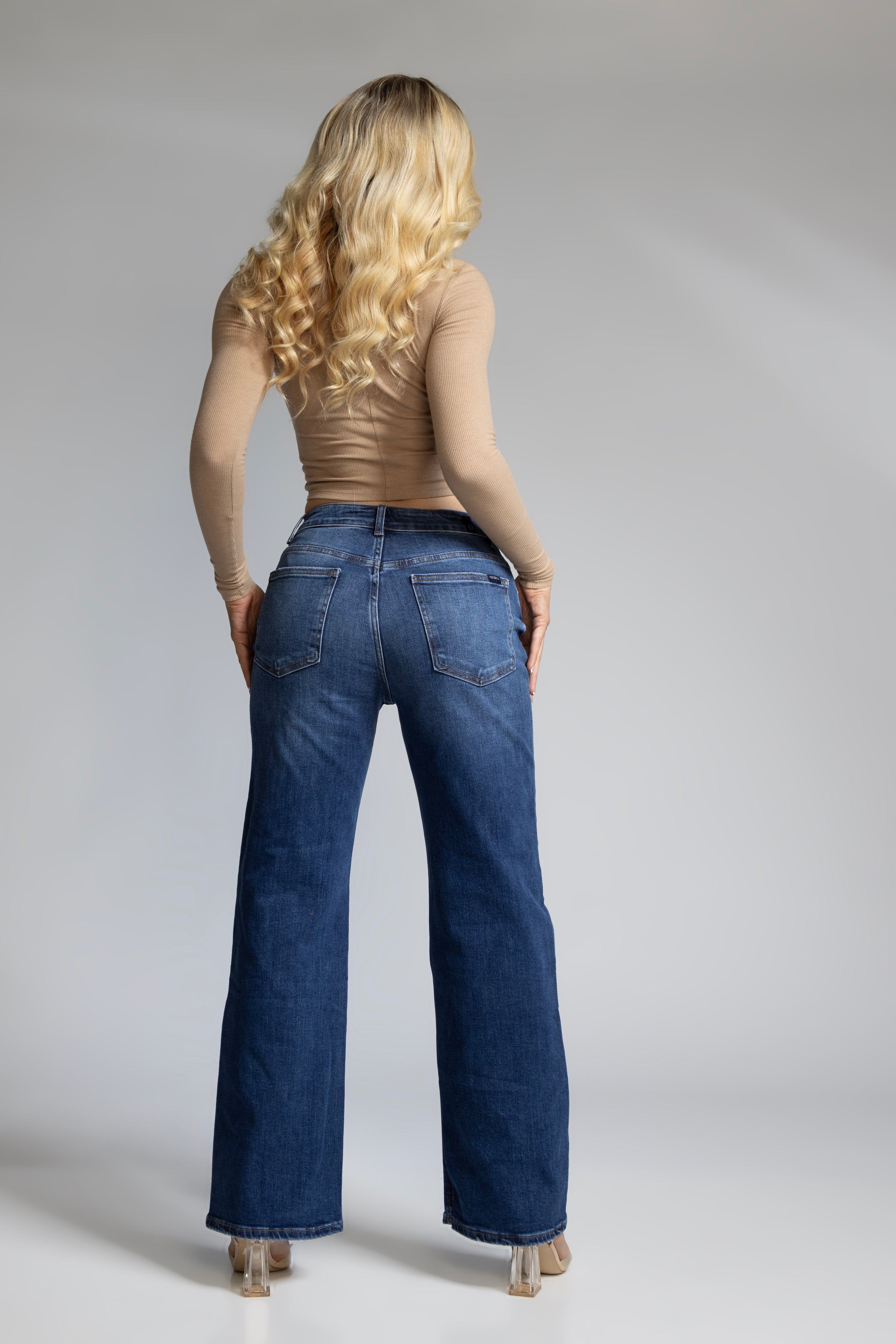 Jean Marine Azul Marino con Faja Cosida por Dentro
