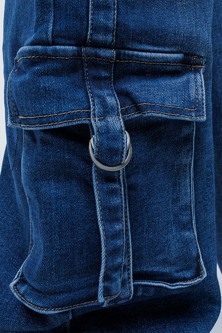 Jeans Cargo Multibolsillo con Deslavado en Mezclilla - Moda y Estilo