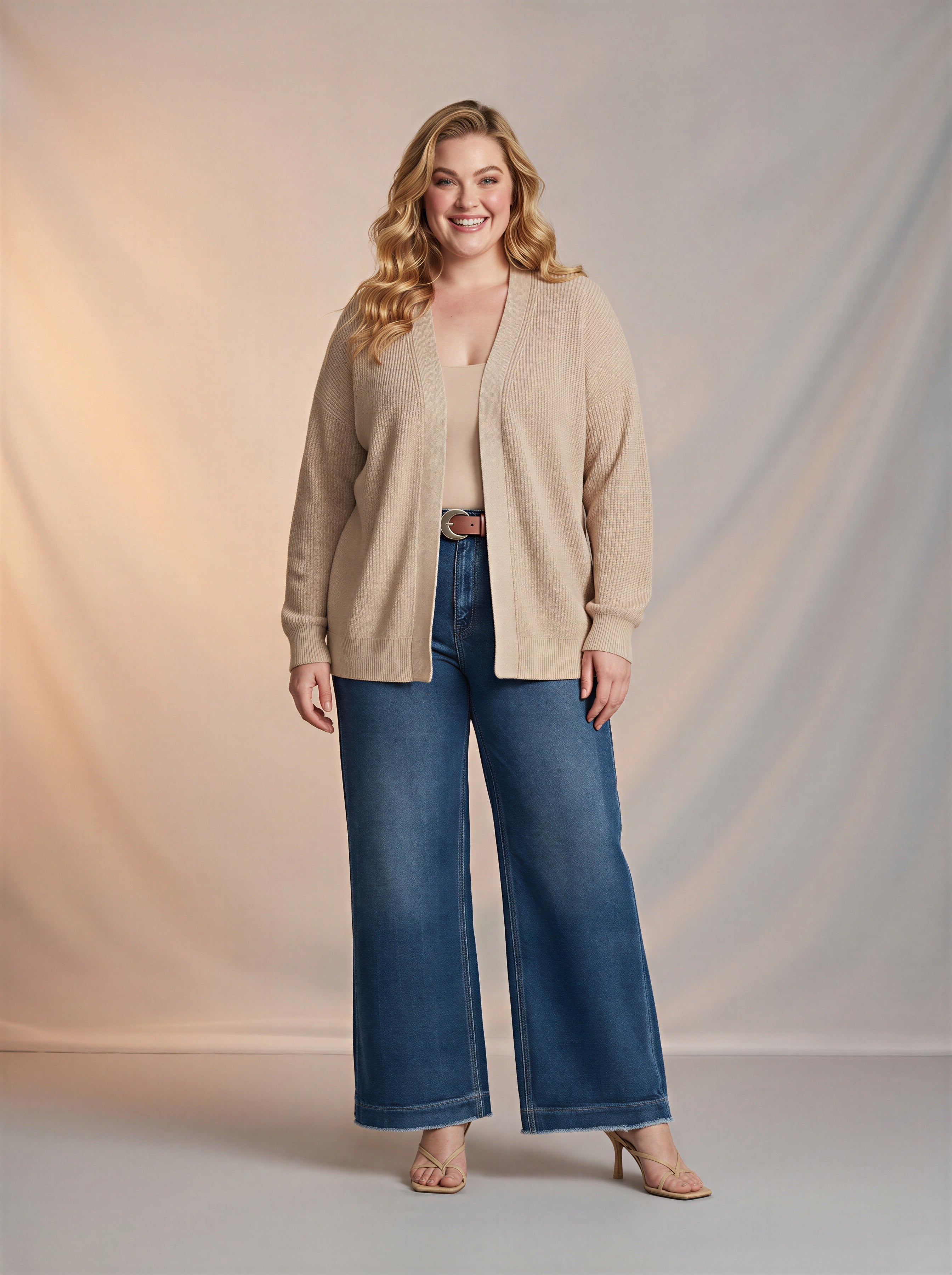 Jean Wide Leg con Cinturón – Azul Medio