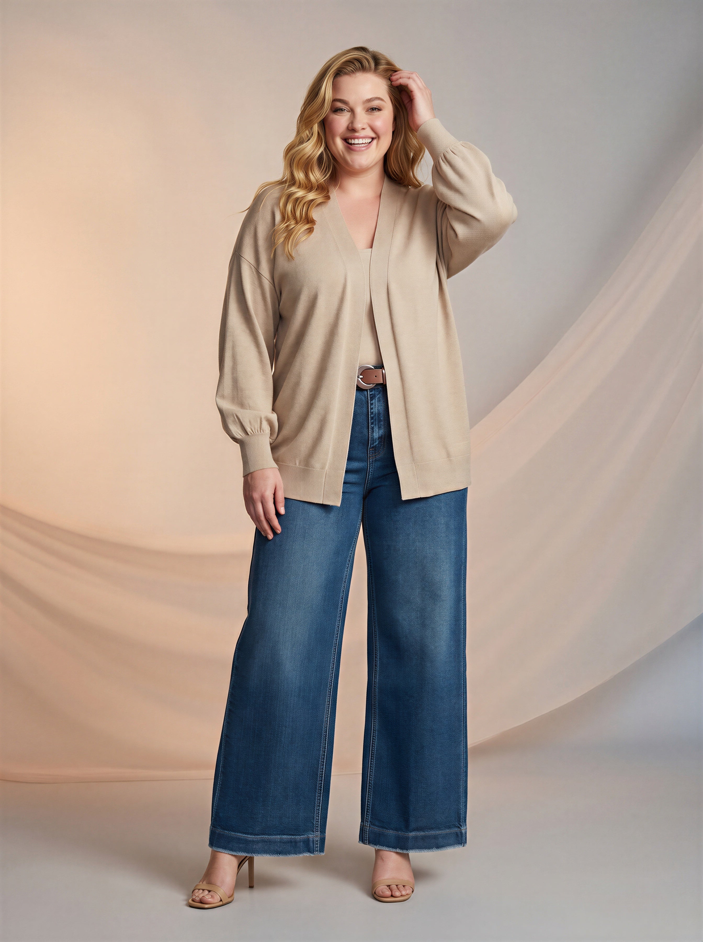 Jean Wide Leg con Cinturón – Azul Medio