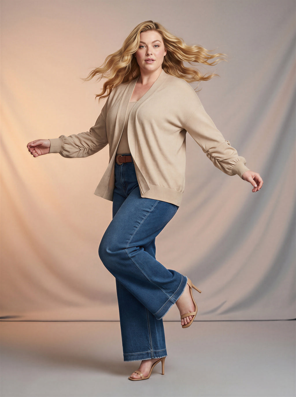 Jean Wide Leg con Cinturón – Azul Medio
