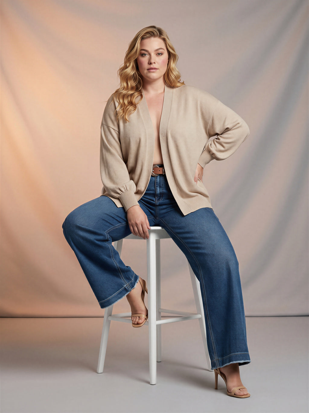 Jean Wide Leg con Cinturón – Azul Medio