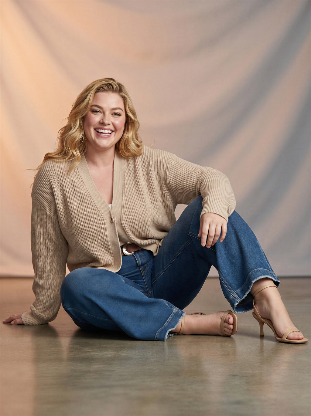 Jean Wide Leg con Cinturón – Azul Medio