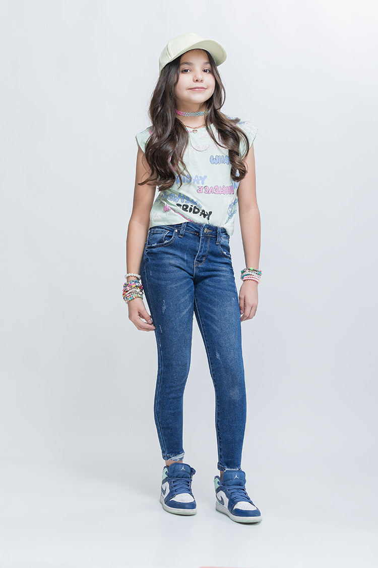Jeans Skinny con Deslavado Azul Marino – Estilo Girls