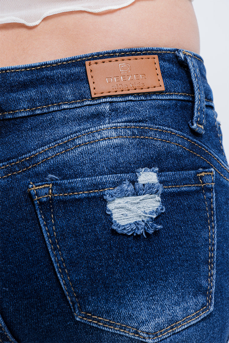 Jeans Skinny Fit de Niña Rotos con Parche
