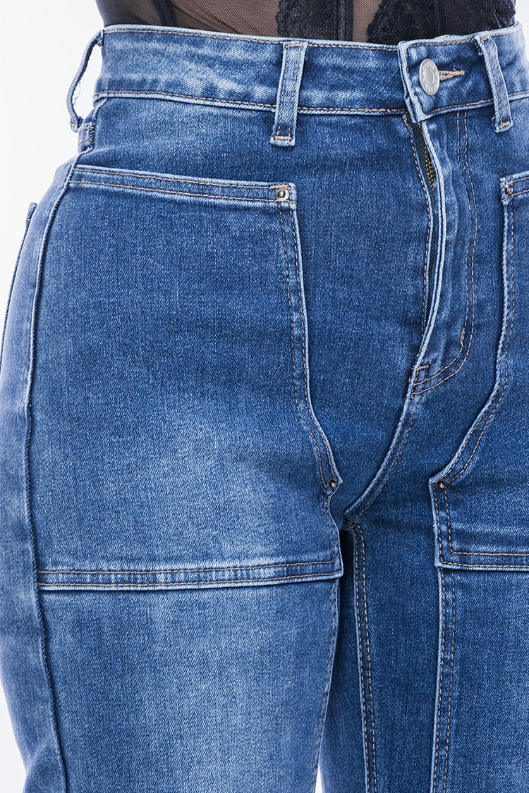 Jeans Straight  Bolsillo Chap - Western Fashion