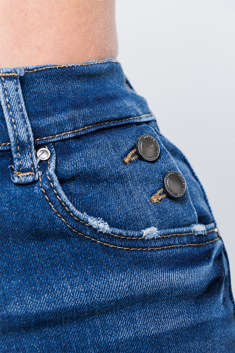 Jeans Wide Leg, Cintura Alta y Bolsillos