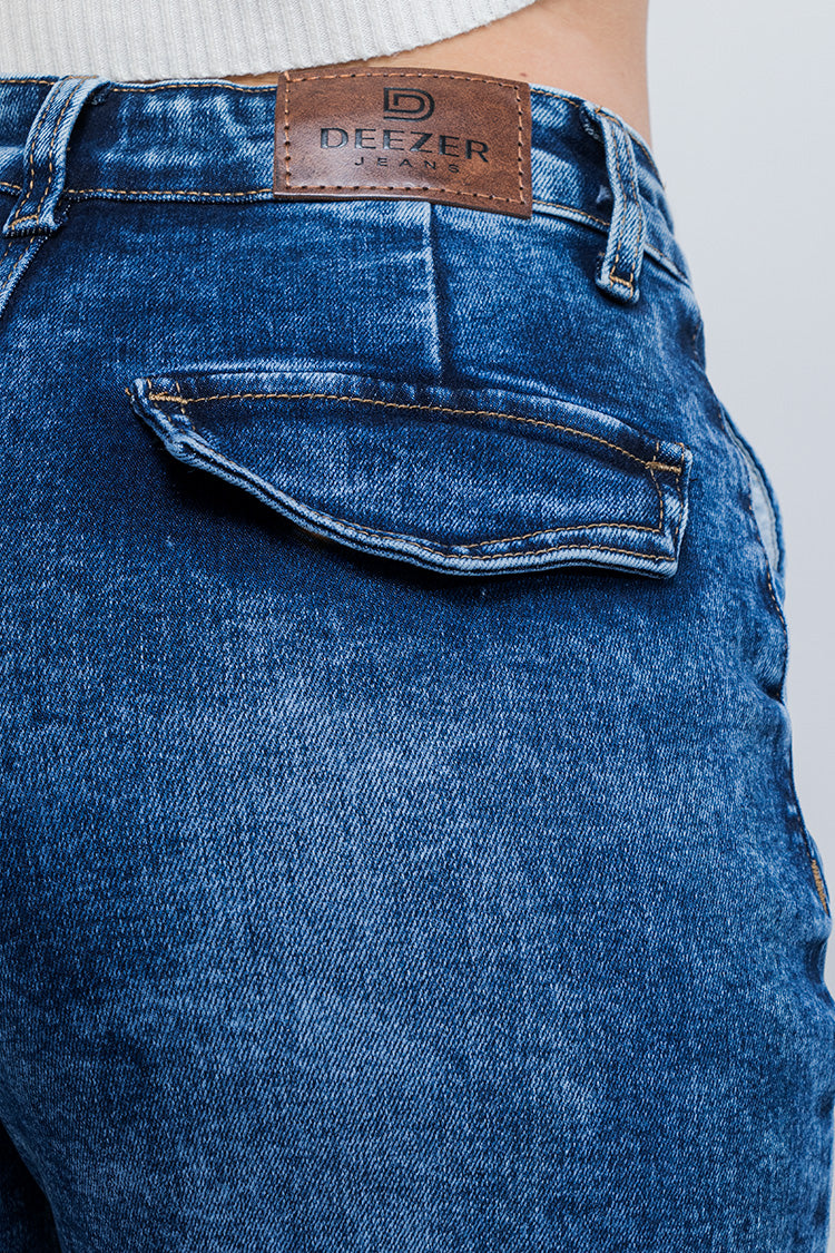 Jeans Wide Leg Desgastados y Cintura Alta