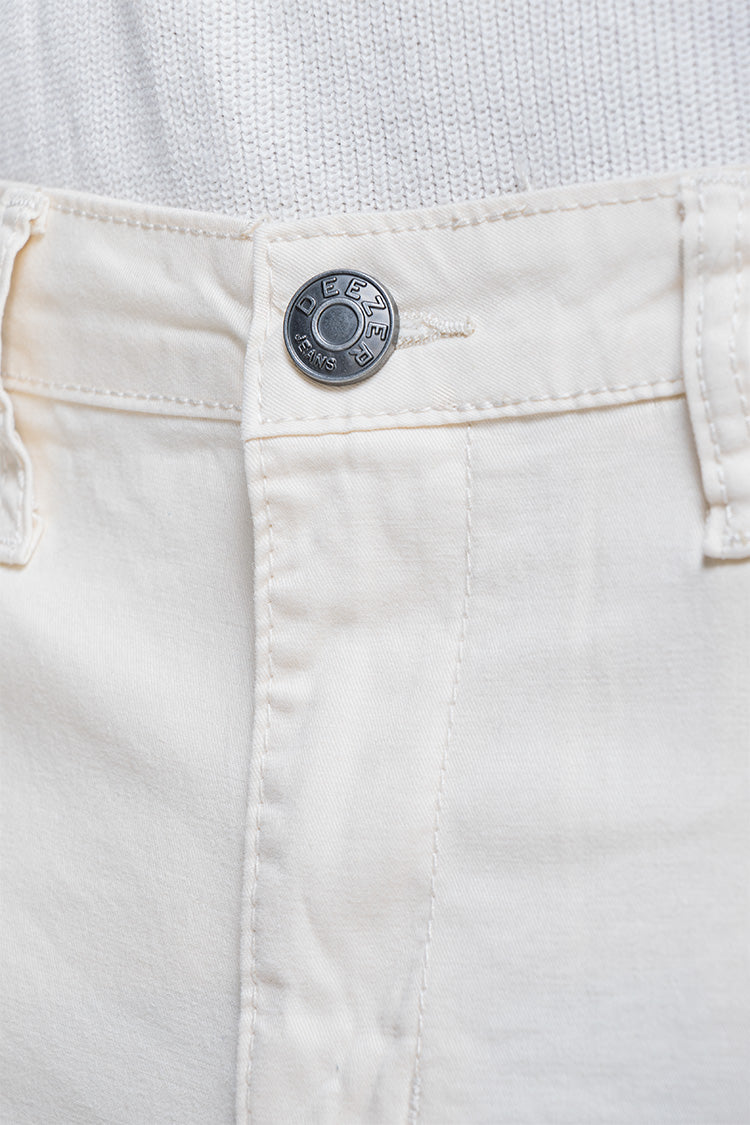 Pantalón Slim Gabardina Ivory - Estilo Minimalista