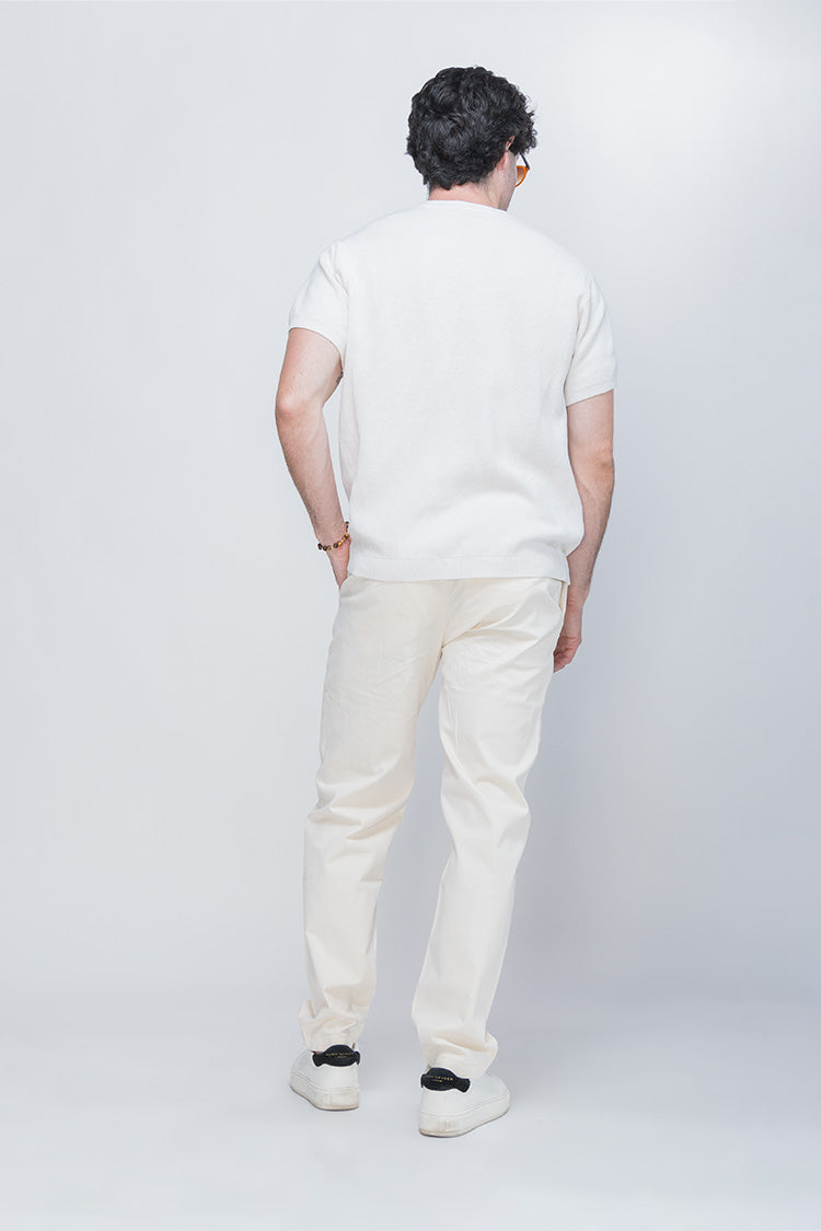 Pantalón Slim Gabardina Ivory - Estilo Minimalista