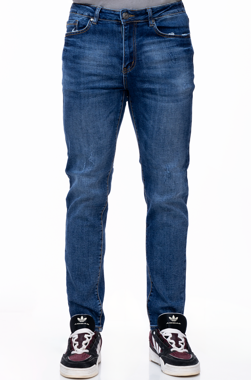Jeans Slim Fit Azul Medio Desgastada - Denim Classic