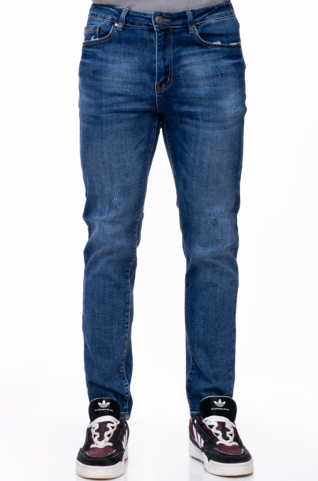 Jeans Slim Fit Azul Medio Desgastada - Denim Classic