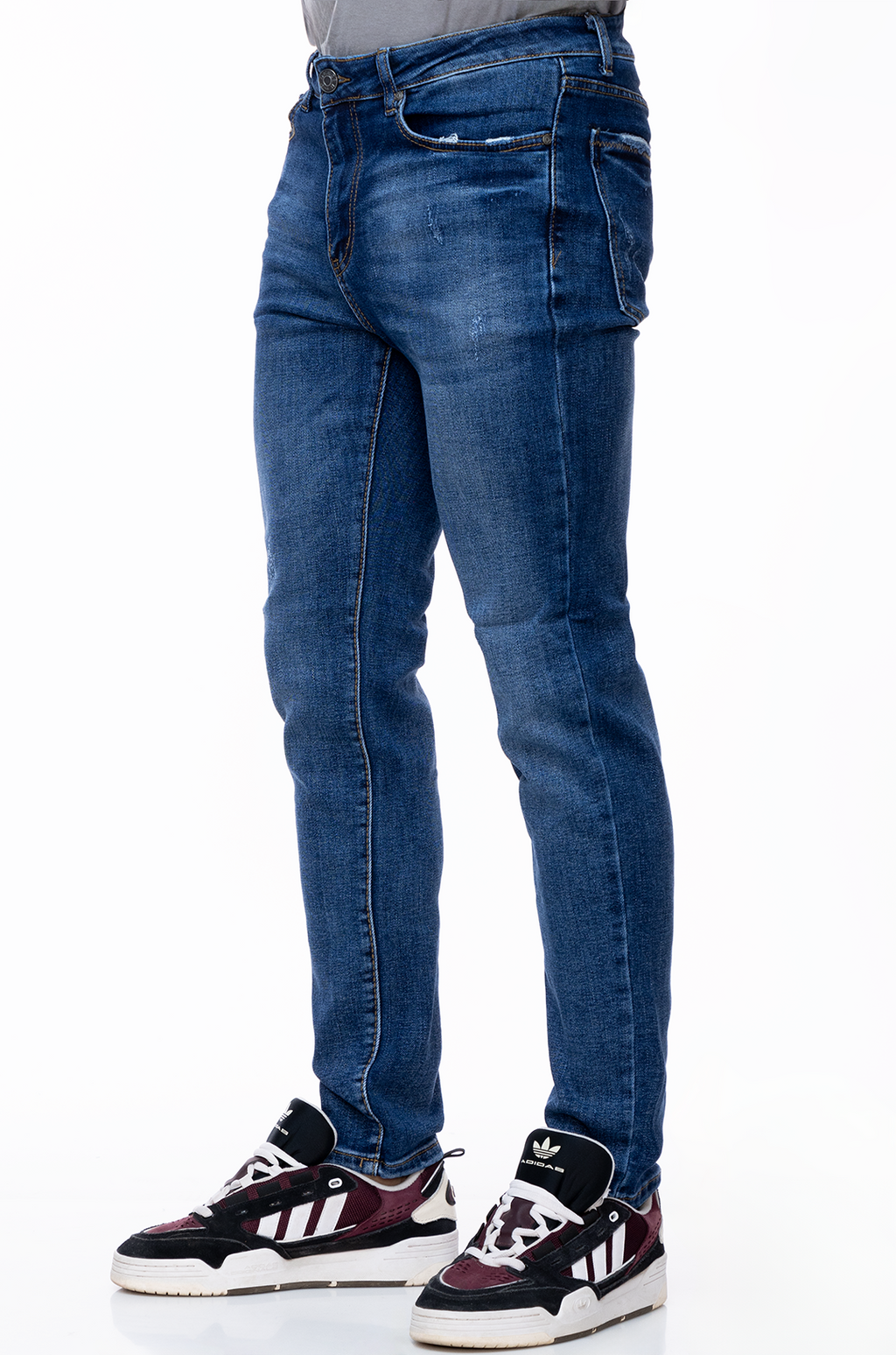 Jeans Slim Fit Azul Medio Desgastada - Denim Classic