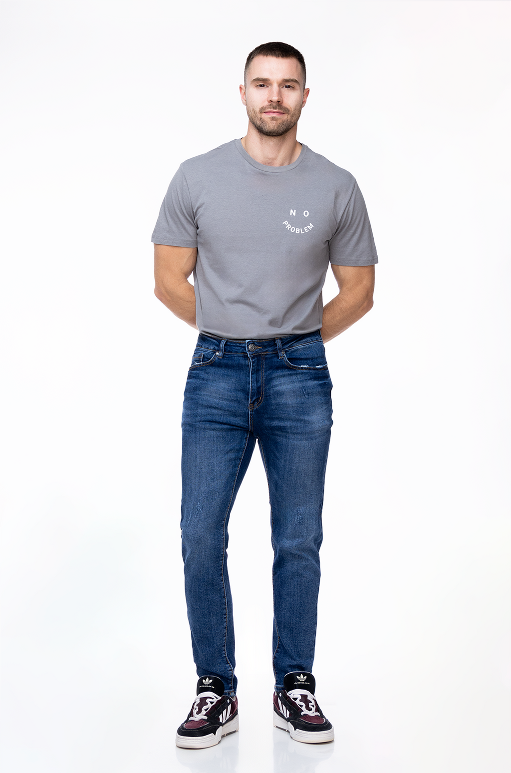 Jeans Slim Fit Azul Medio Desgastada - Denim Classic