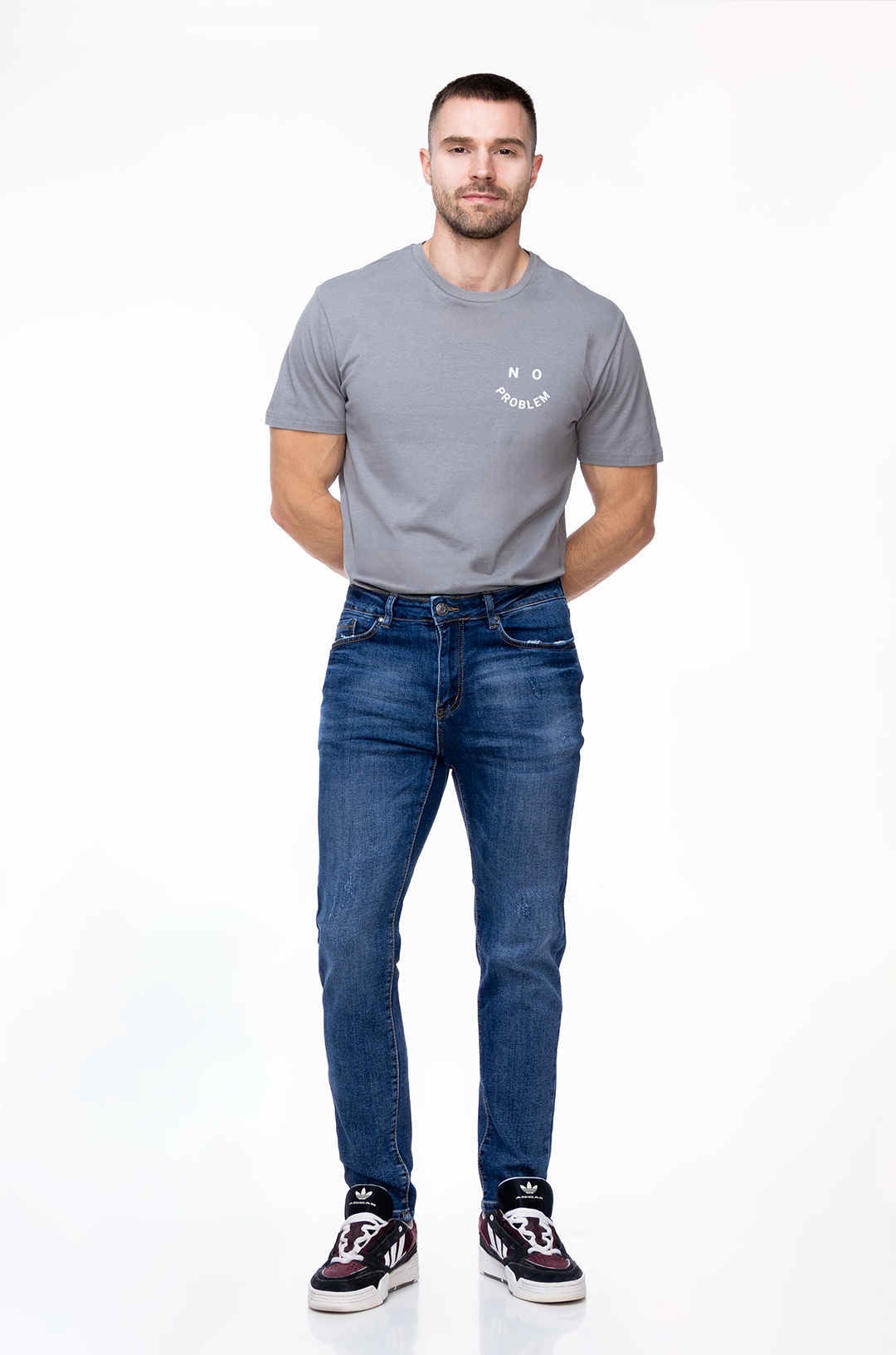 Jeans Slim Fit Azul Medio Desgastada - Denim Classic