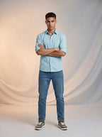 Jeans Slim para caballero azul claro
