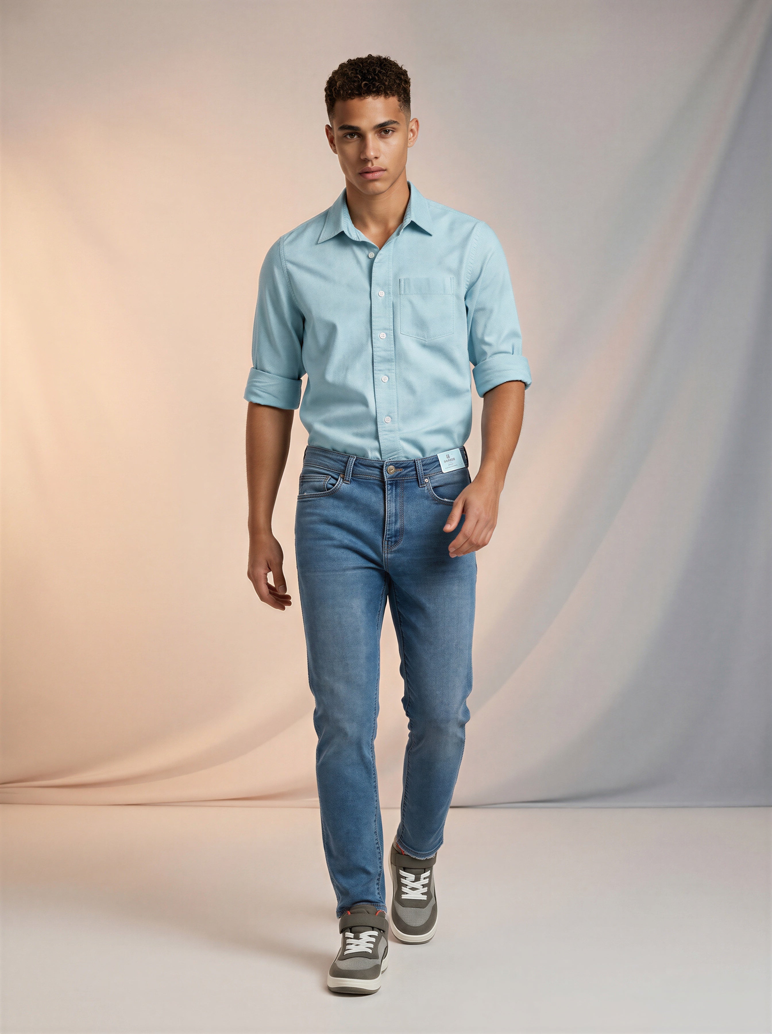 Jeans Slim para caballero azul claro