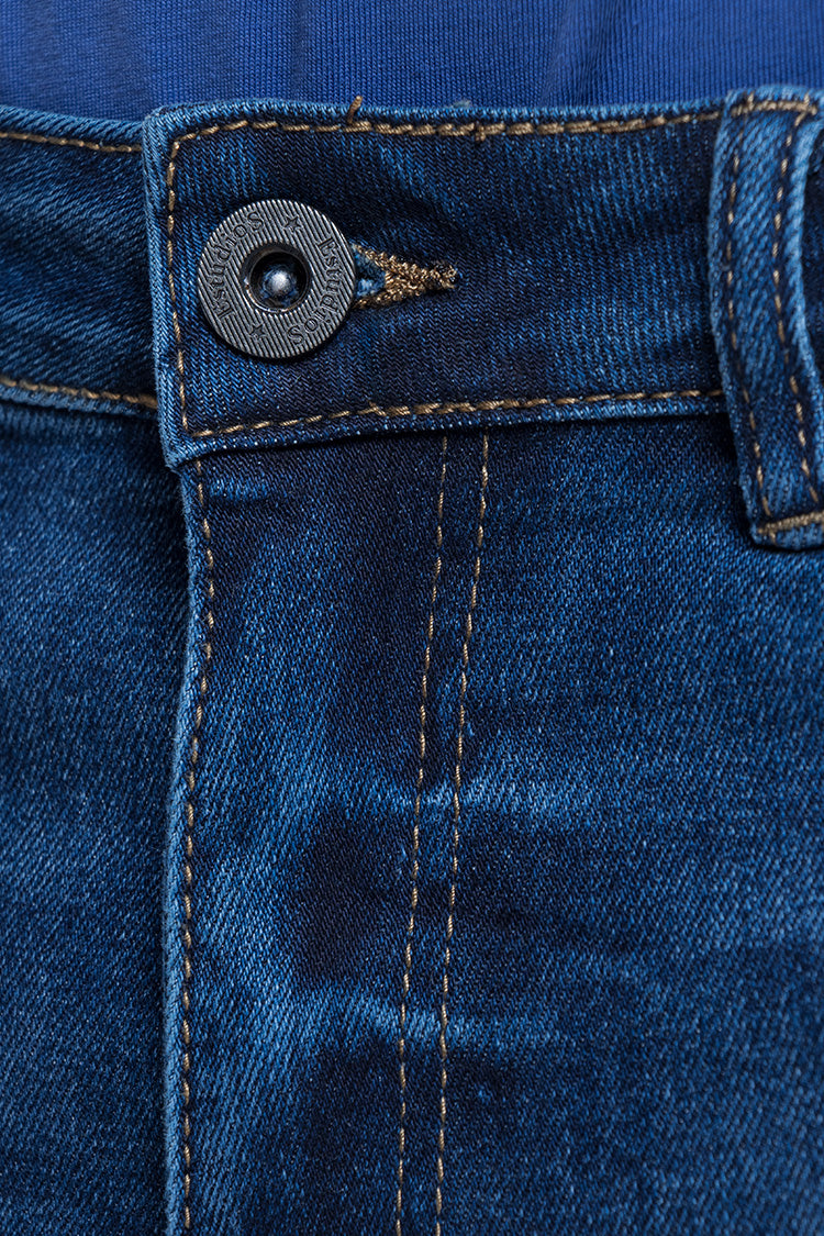 Jeans Slim Fit en Azul Liso Medio - Estilo Clásico